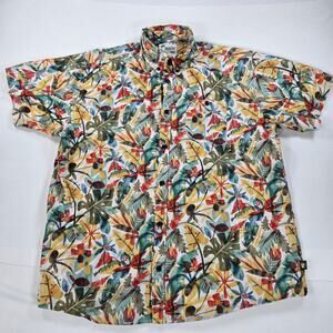 Howler Bros Tropical Floral‎ Short Sleeve Button Up Shirt Men's Size XL